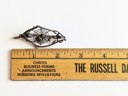 1890s Silver Spider in Web Brooch