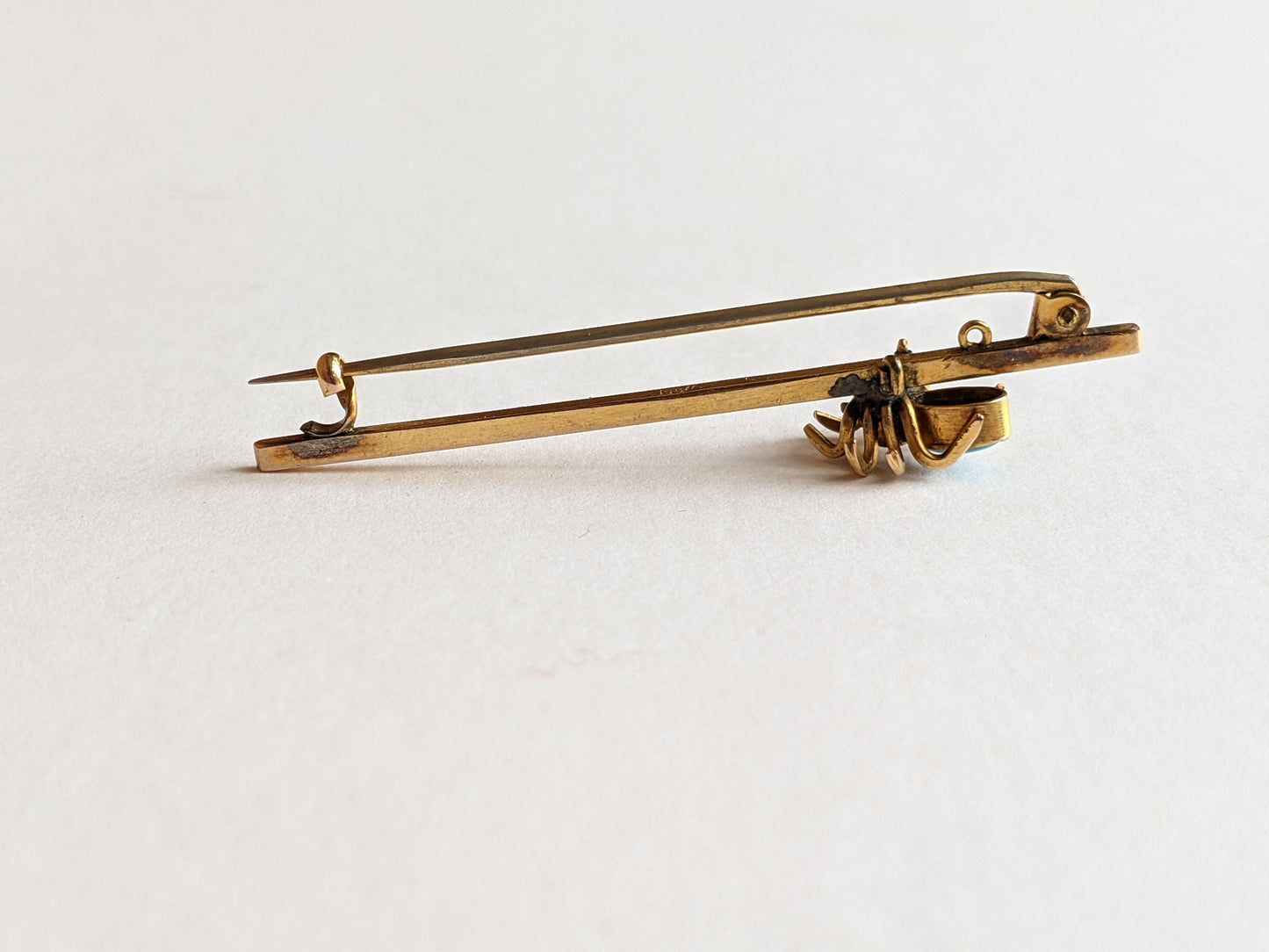 1900s 9k Gold Spider Brooch | Turquoise + Pearl