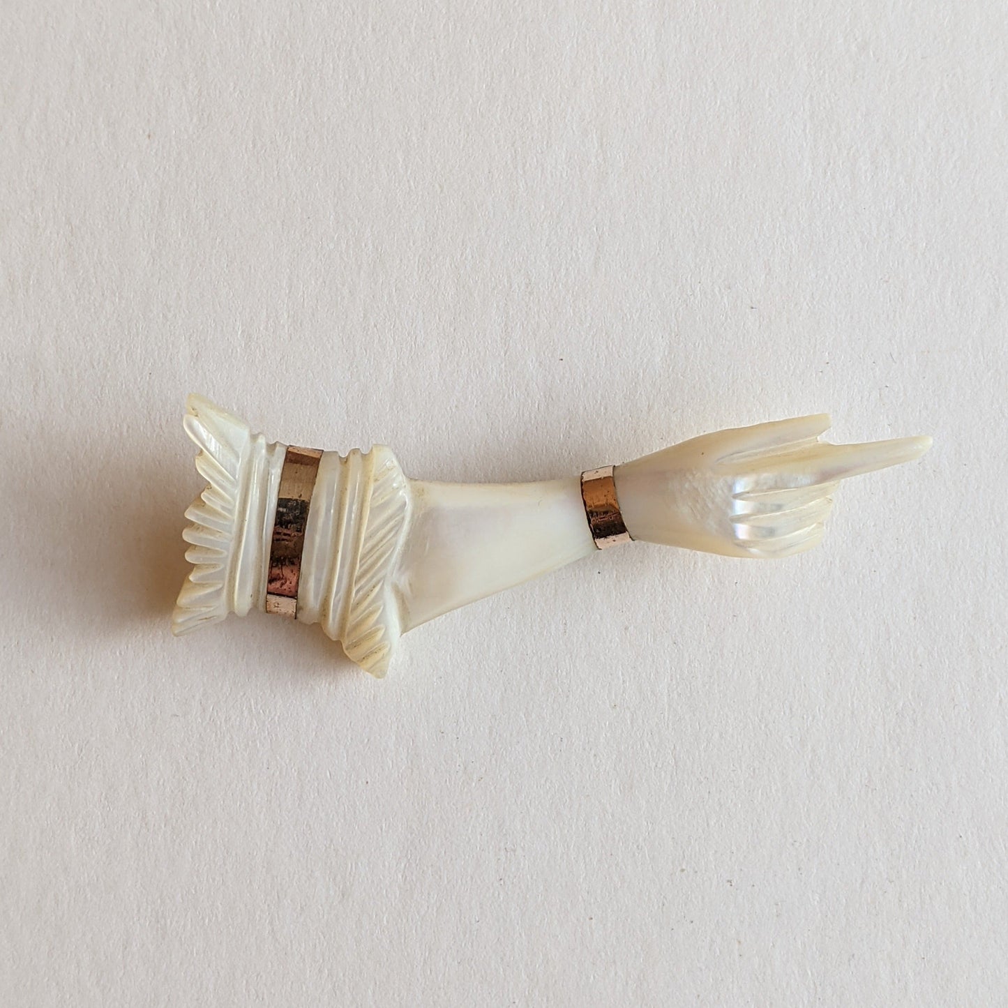 19th C. Mother of Pearl Hand Brooch
