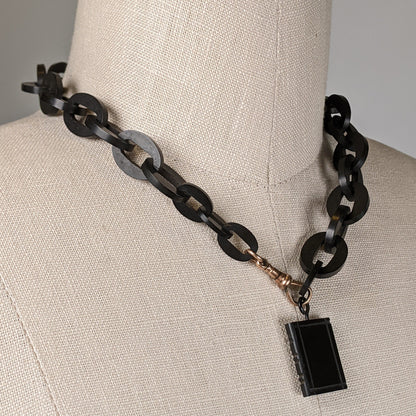 Victorian Whitby Jet Book Pendant