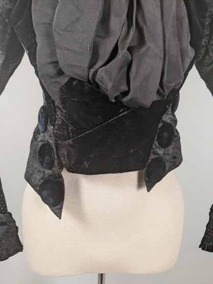 1880s Silk + Velvet Bodice
