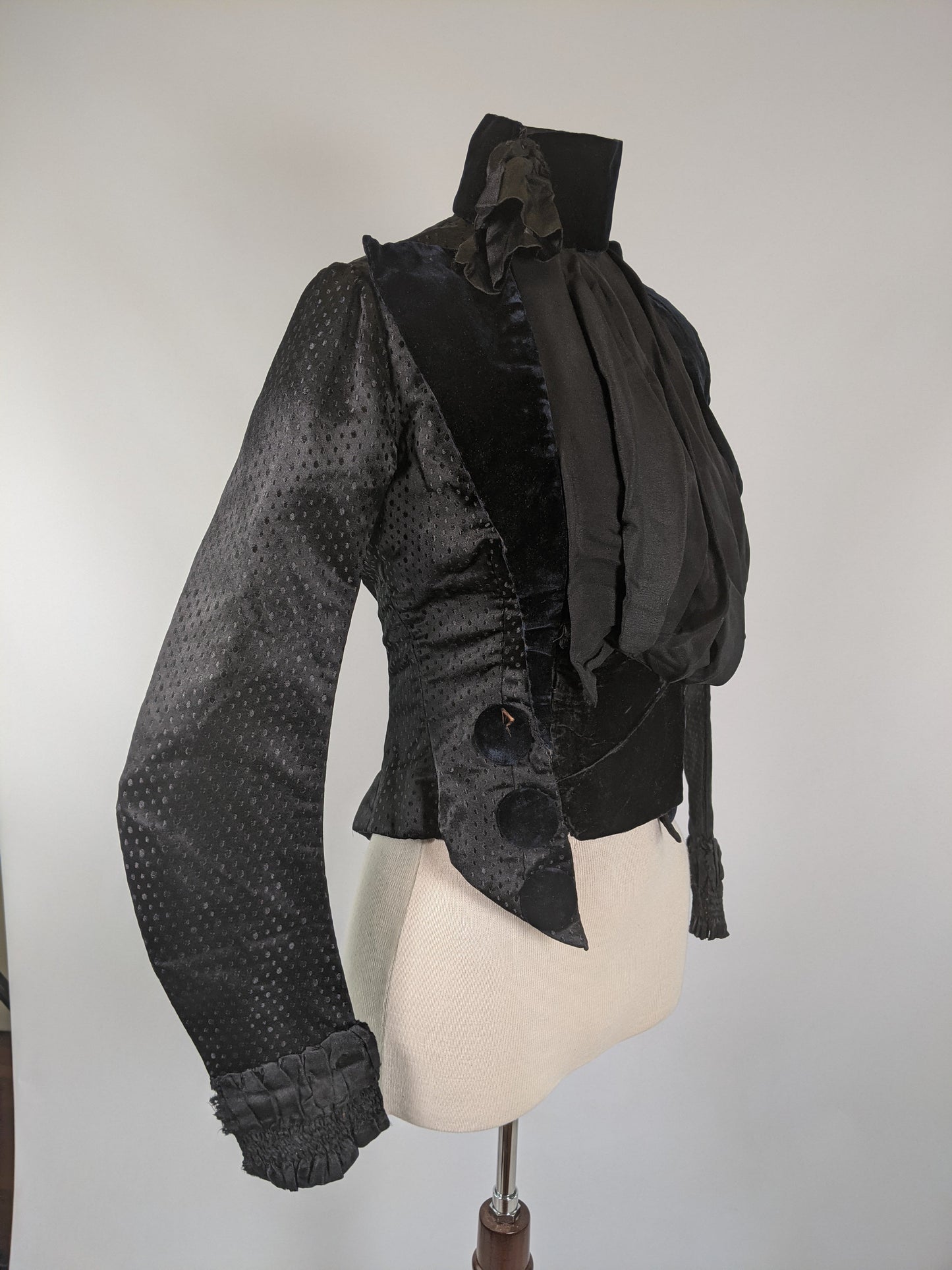1880s Silk + Velvet Bodice