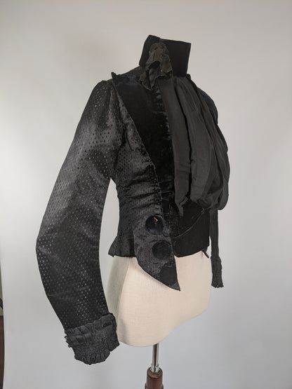 1880s Silk + Velvet Bodice
