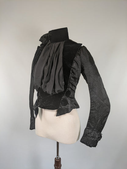 1880s Silk + Velvet Bodice