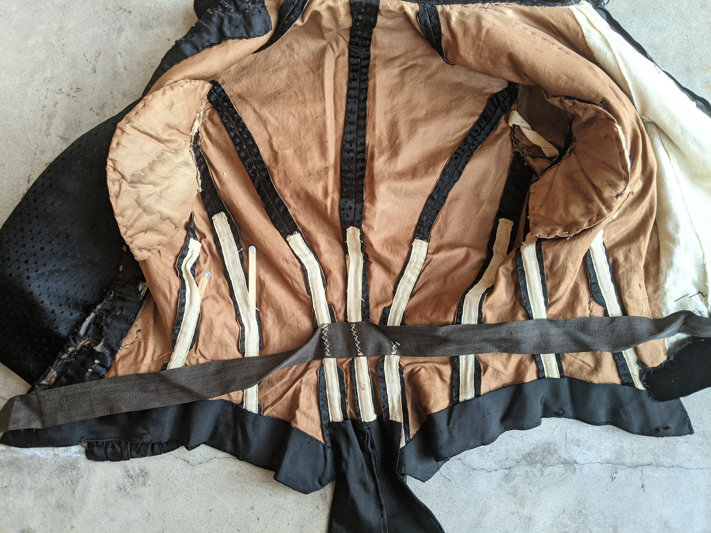 1880s Silk + Velvet Bodice