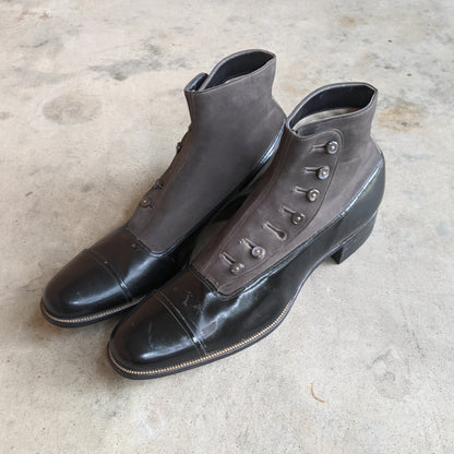 1910s Side Button Grey + Black Shoes | Sz 8 Men's