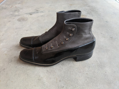1910s Side Button Grey + Black Shoes | Sz 8 Men's