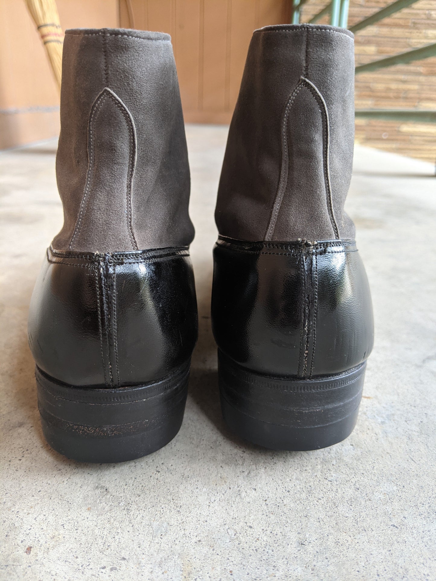 1910s Side Button Grey + Black Shoes | Sz 8 Men's