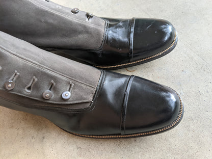 1910s Side Button Grey + Black Shoes | Sz 8 Men's