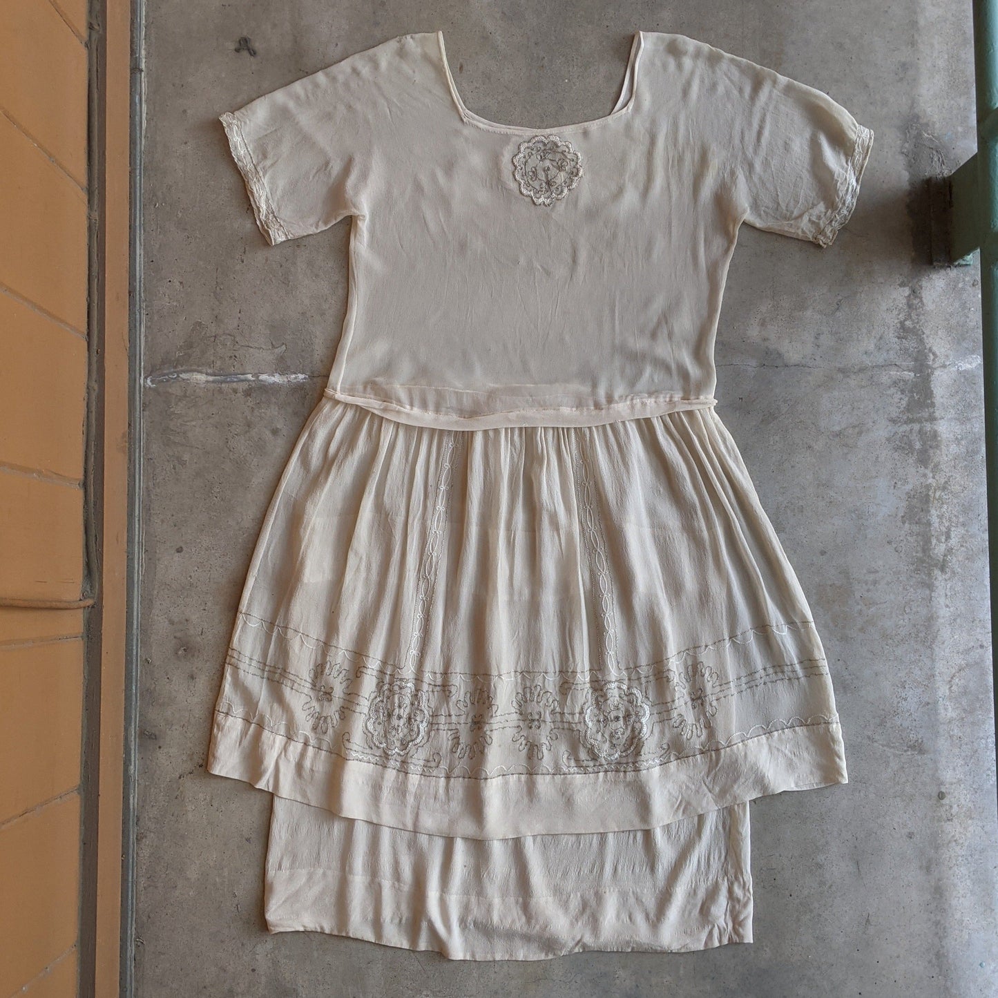 1920s Silk Chiffon Dress | Sz L