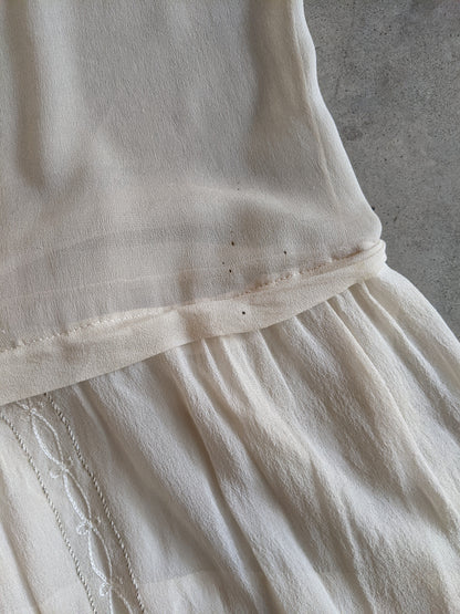 1920s Silk Chiffon Dress | Sz L