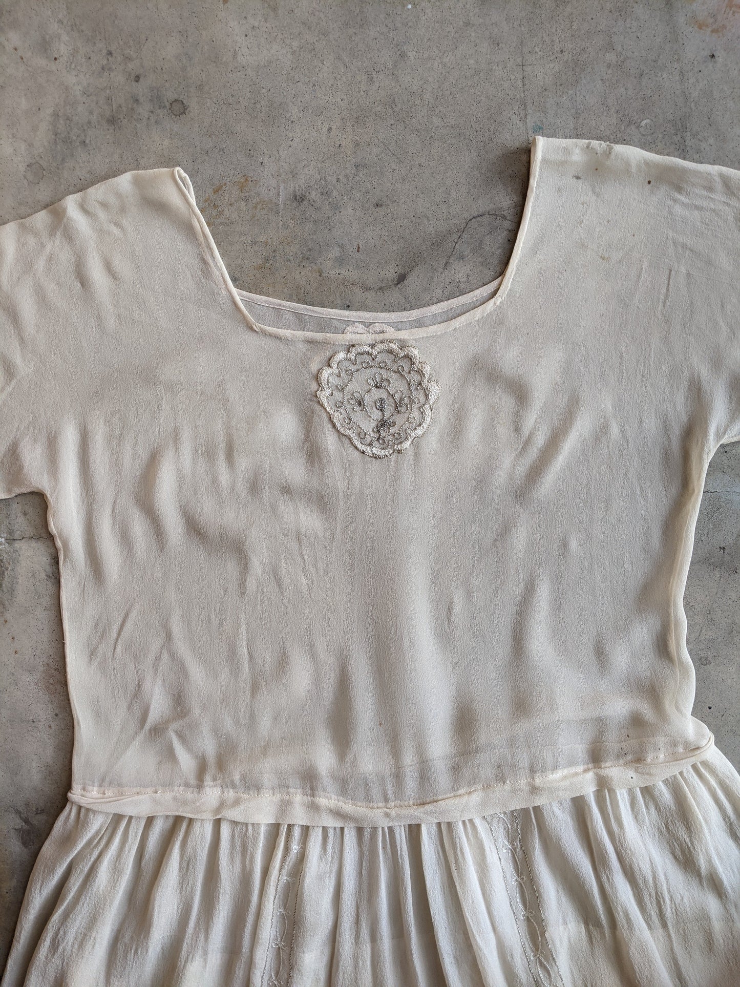 1920s Silk Chiffon Dress | Sz L