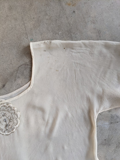 1920s Silk Chiffon Dress | Sz L