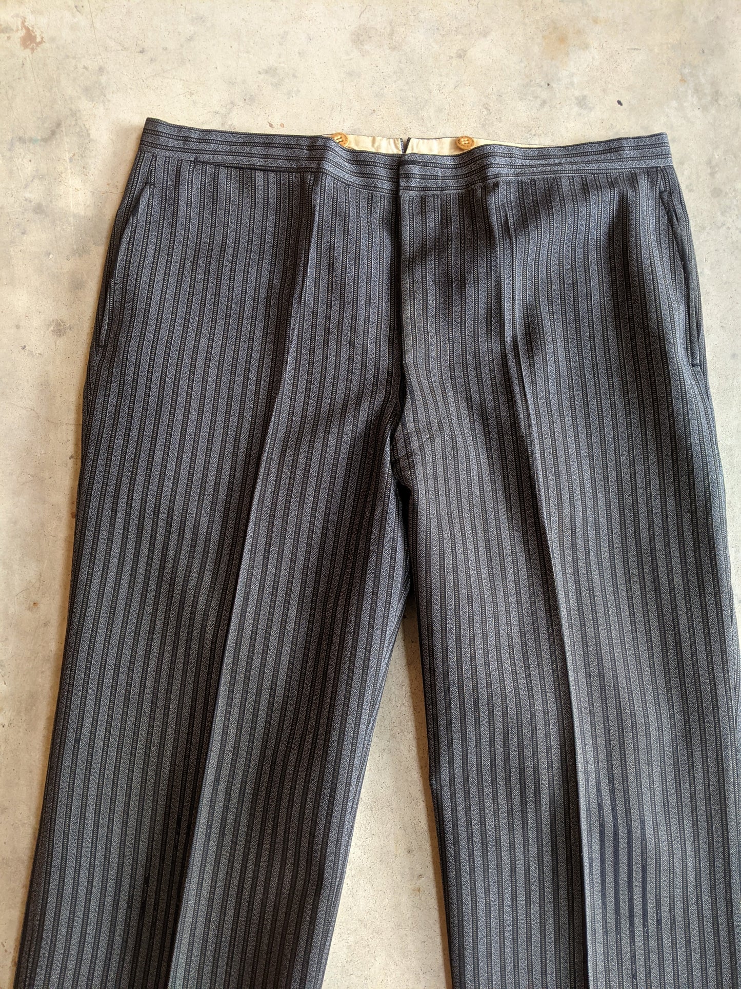1920s-1930s Striped Wool Trousers | 39" Waist