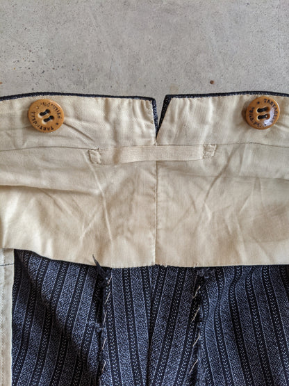 1920s-1930s Striped Wool Trousers | 39" Waist