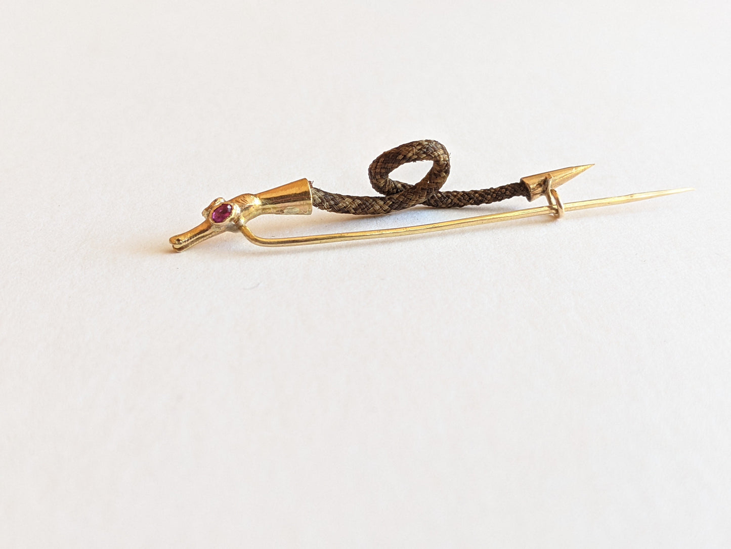 19th c. Gold Snake Hair Brooch