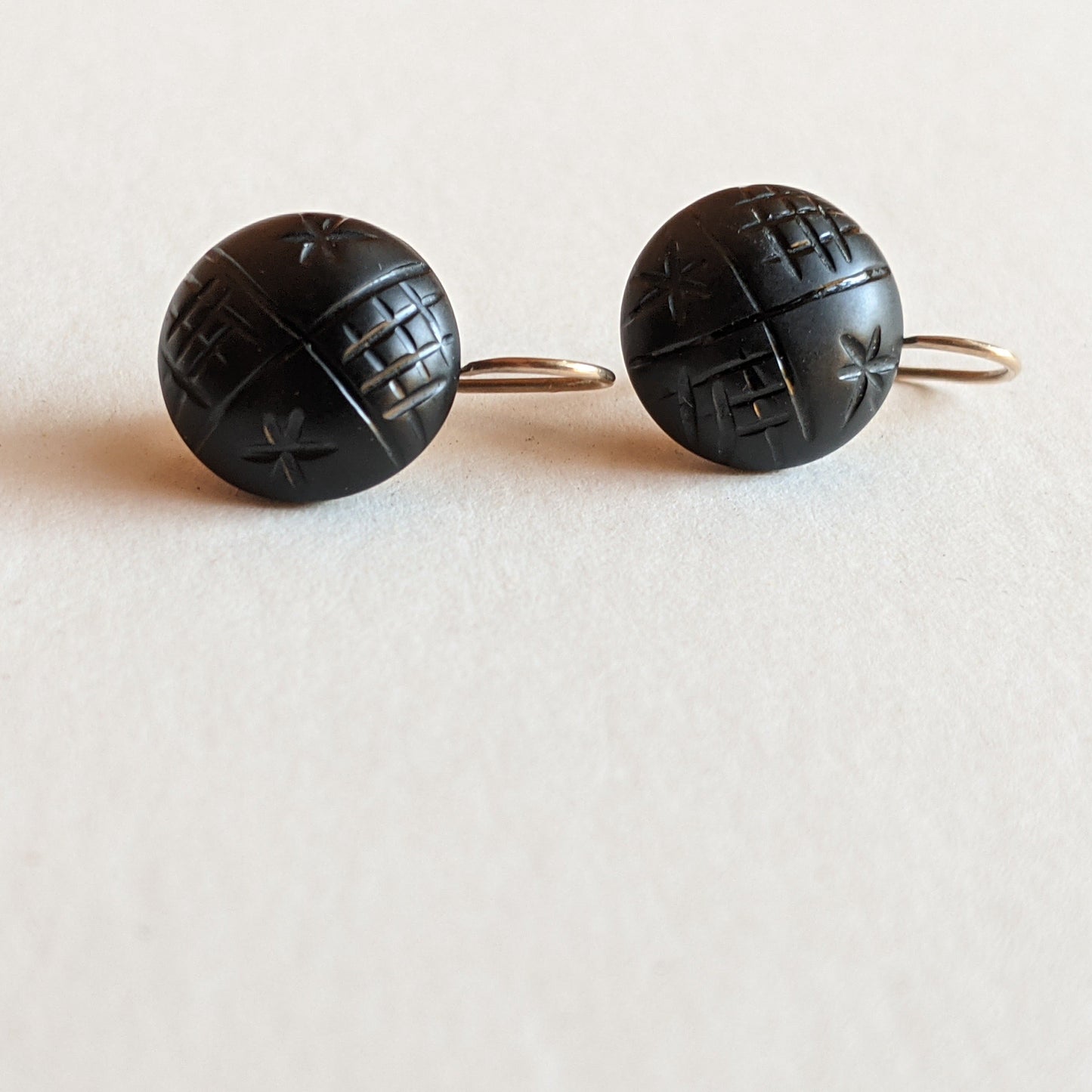 19th c. Gold French Jet Earrings