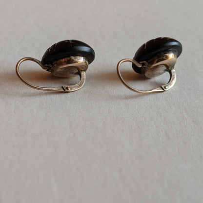 19th c. Gold French Jet Earrings