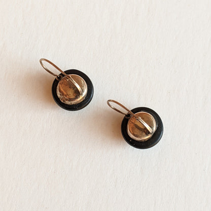 19th c. Gold French Jet Earrings