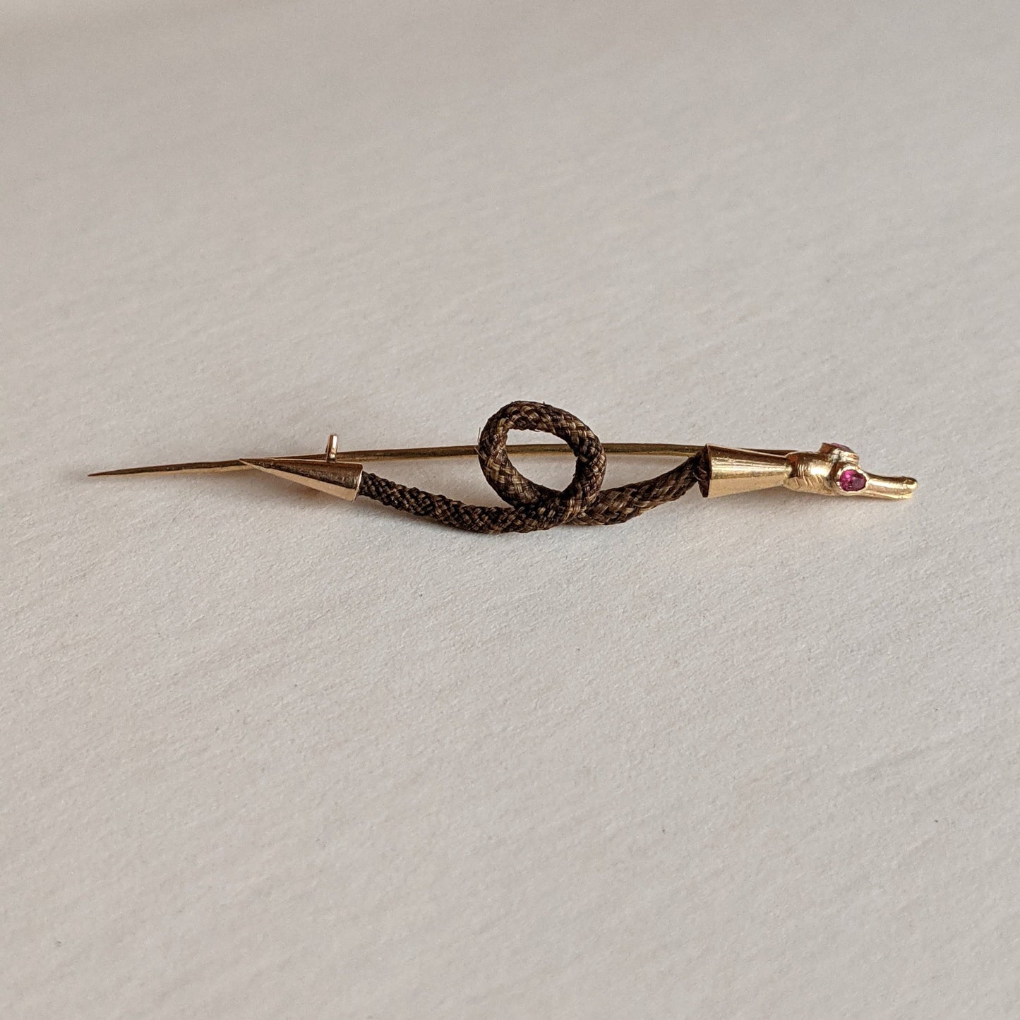 19th c. Gold Snake Hair Brooch