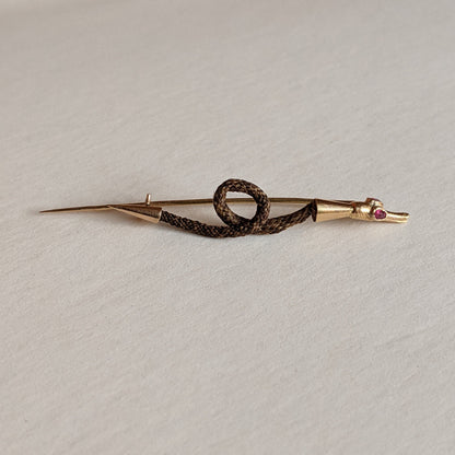 19th c. Gold Snake Hair Brooch