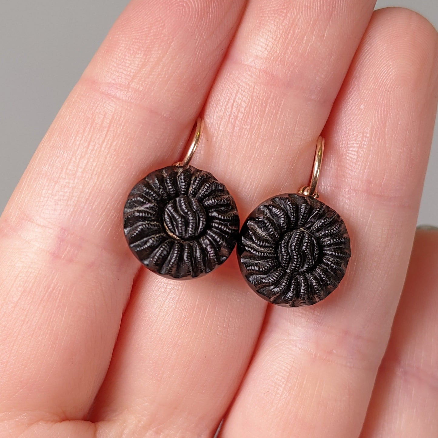 1889 French Jet "Crepe" Earrings