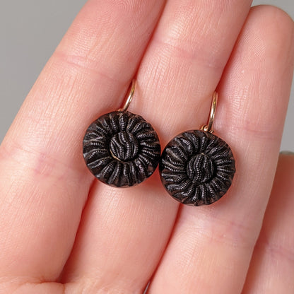 1889 French Jet "Crepe" Earrings