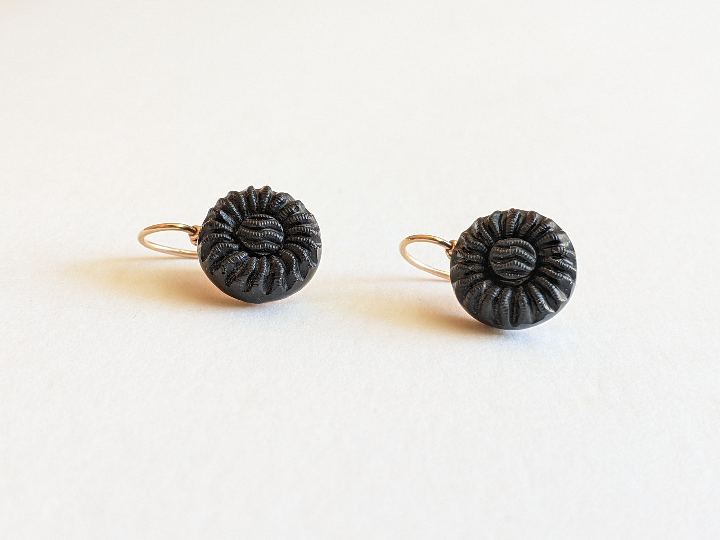 1889 French Jet "Crepe" Earrings