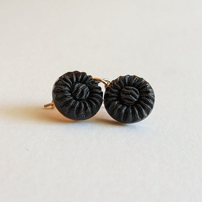 1889 French Jet "Crepe" Earrings