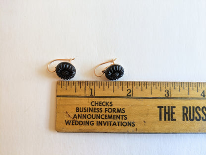 1889 French Jet "Crepe" Earrings