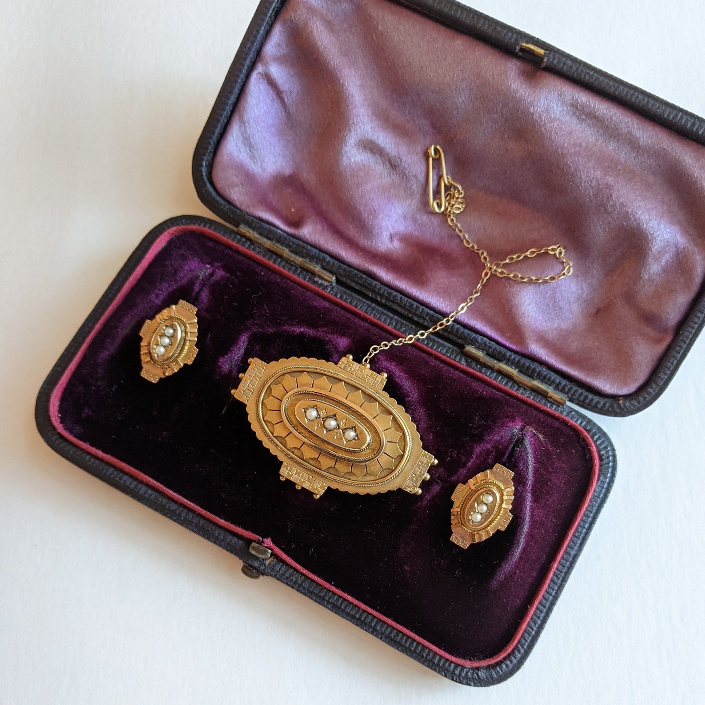 1870s-1880s 14k Gold Demi Parure