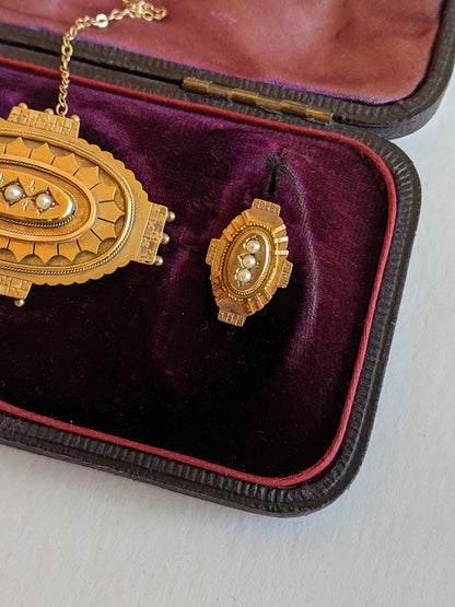 1870s-1880s 14k Gold Demi Parure