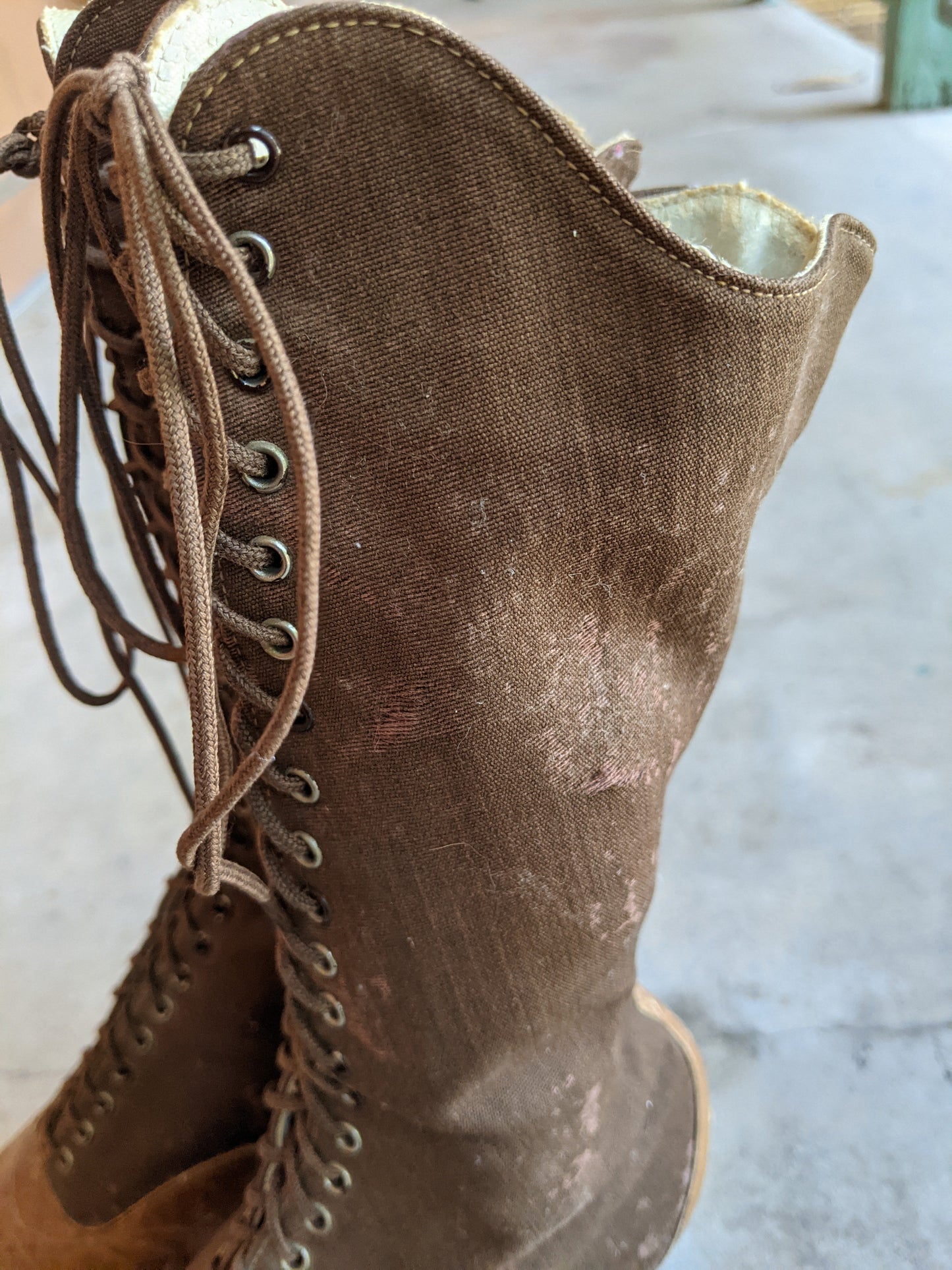 1910s - 1920s Tall Lace Up Brown Boots | Sz 38