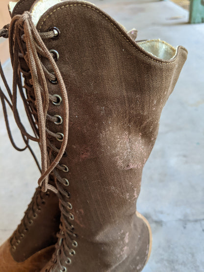1910s - 1920s Tall Lace Up Brown Boots | Sz 38
