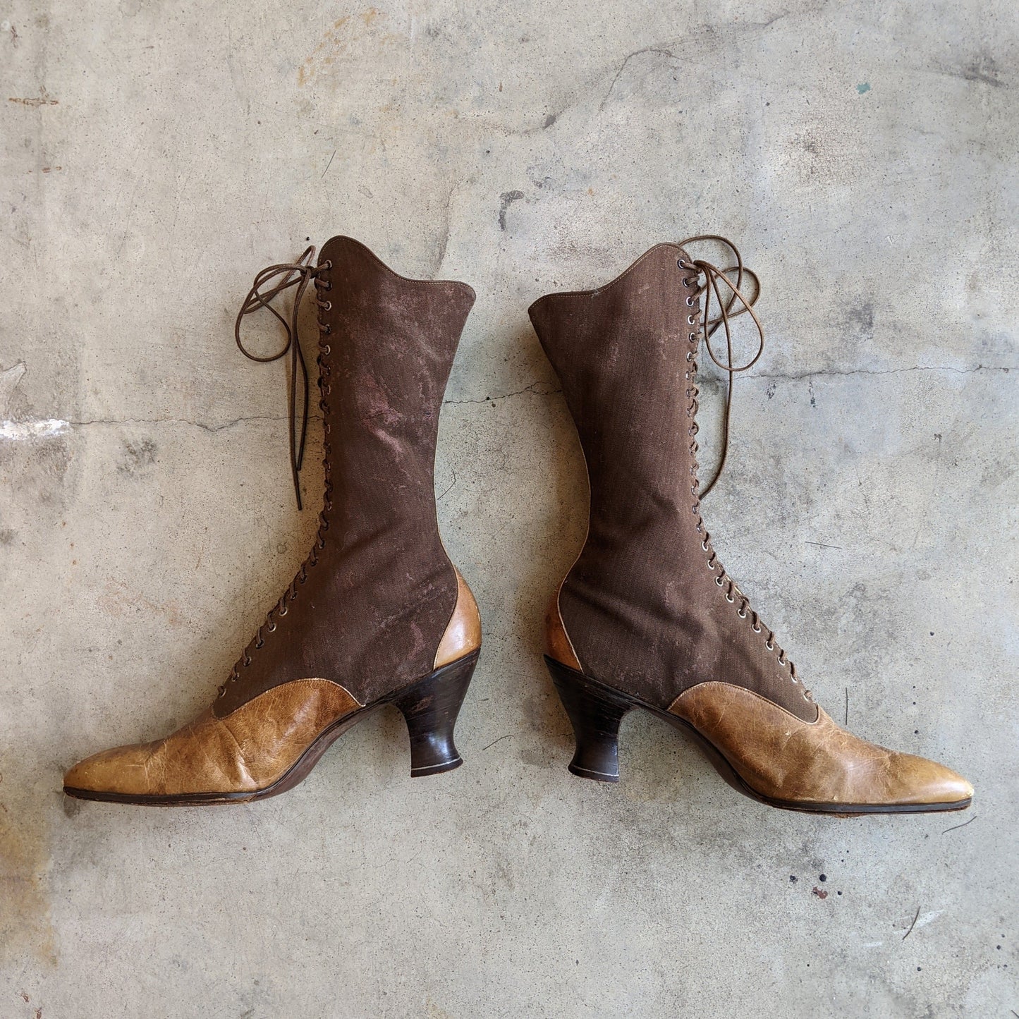 1910s - 1920s Tall Lace Up Brown Boots | Sz 38