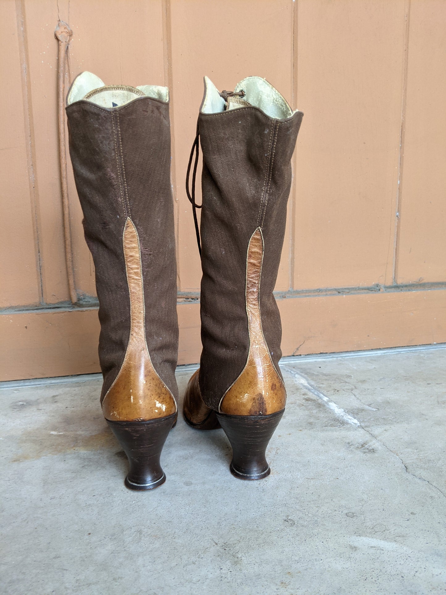1910s - 1920s Tall Lace Up Brown Boots | Sz 38