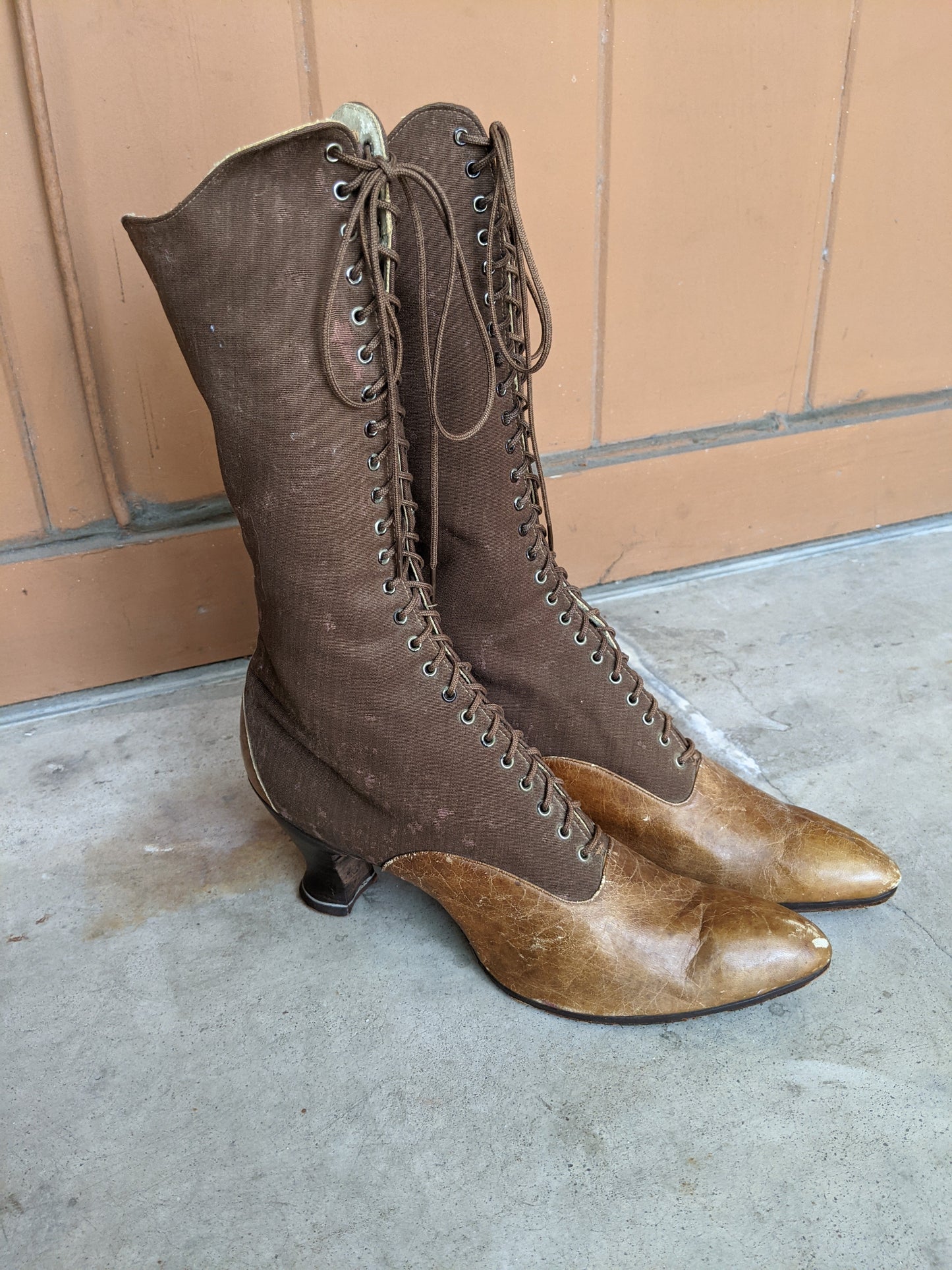 1910s - 1920s Tall Lace Up Brown Boots | Sz 38