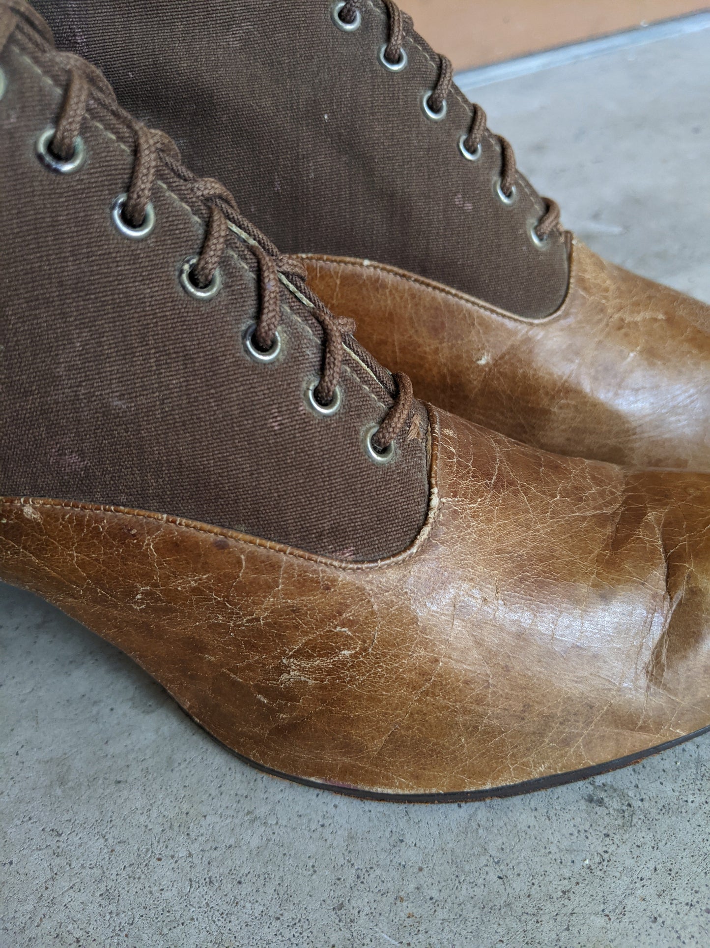 1910s - 1920s Tall Lace Up Brown Boots | Sz 38