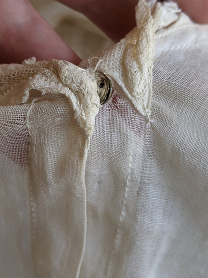 1910s Embroidered Cotton Dress | 30" Waist