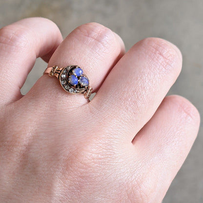 Turn of the Century 14k Diamond Opal Moon Ring