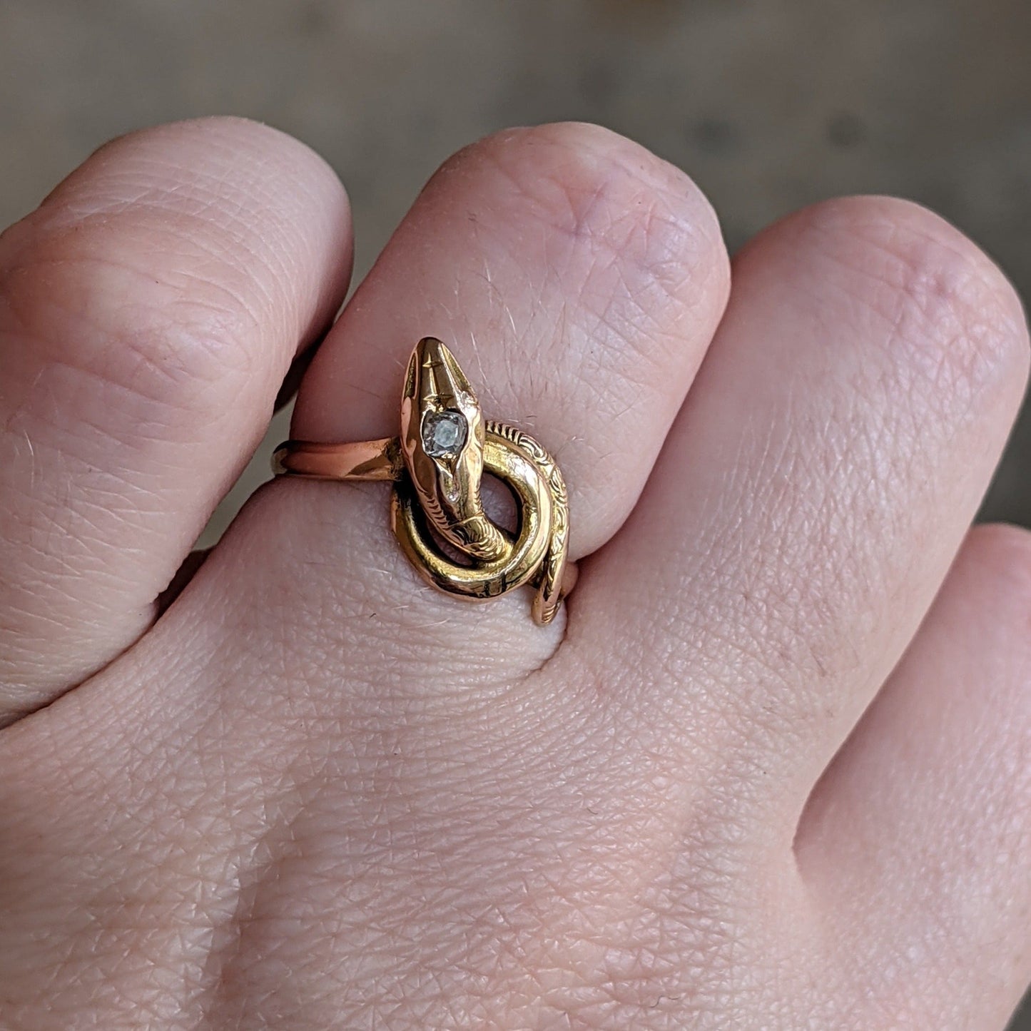 Turn of the Century 14k Diamond Snake Ring