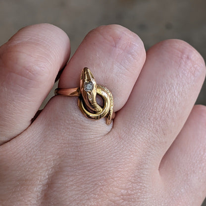 Turn of the Century 14k Diamond Snake Ring