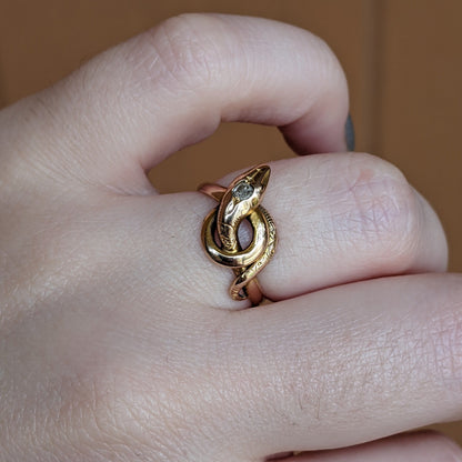 Turn of the Century 14k Diamond Snake Ring