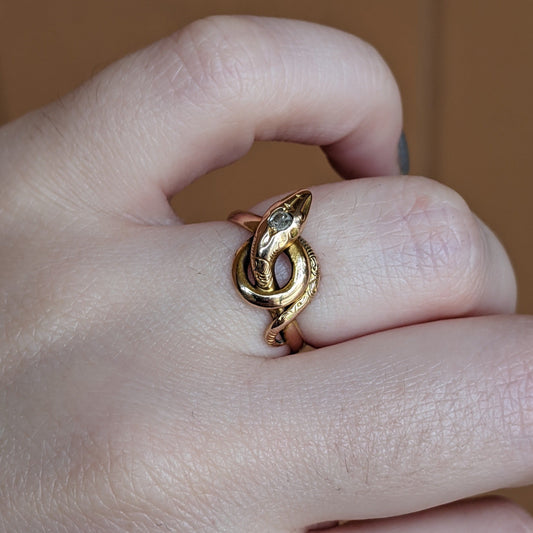 Turn of the Century 14k Diamond Snake Ring