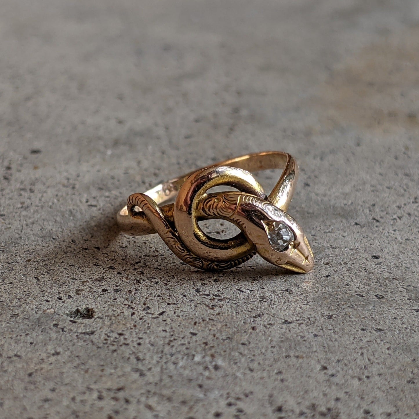 Turn of the Century 14k Diamond Snake Ring