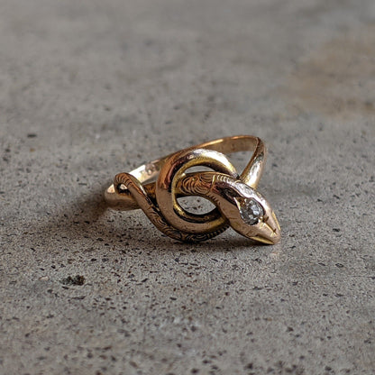 Turn of the Century 14k Diamond Snake Ring