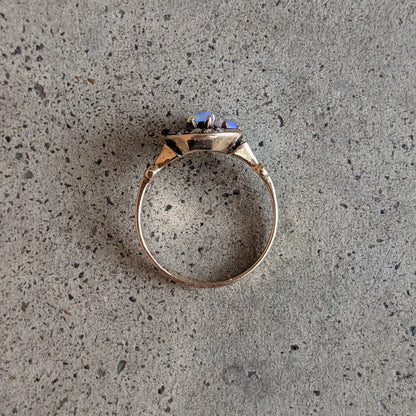 Turn of the Century 14k Diamond Opal Moon Ring