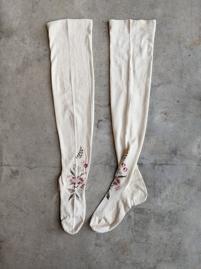 Antique Embroidered Stockings