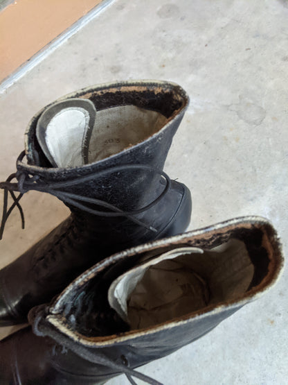 1910s Black Lace Up Boots | Approx Sz 8