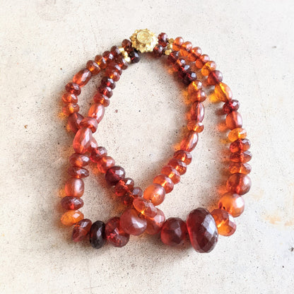 19th C. Double Strand Amber Choker Necklace